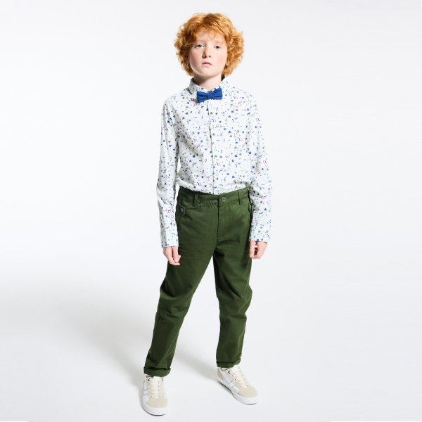 قميص بطبعة أشجار النخيل باللون الأزرق للأولاد الصغار